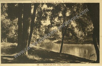 Carte postale ancienne Les Bords de la Garonne au Parc Toulousain — Toulouse (Haute-Garonne)