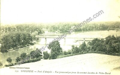 Carte postale ancienne Pont d'Ampalo - Vue panoramique prise du sommet des côtes de Pêche-David — Toulouse (Haute-Garonne)