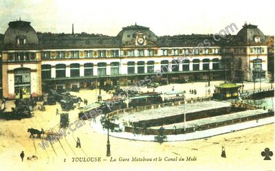 Carte postale ancienne La Gare Matabiau et le Canal du Midi — Toulouse (Haute-Garonne)