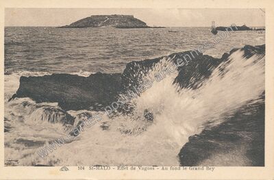 Carte postale ancienne Effet de Vagues - Au fond le Grand Bey — Saint-Malo (Ille-et-Vilaine)