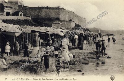 Carte postale ancienne Plage de Bon-Secours et la Hollande — Saint-Malo (Ille-et-Vilaine)