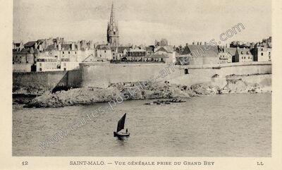 Carte postale ancienne Vue générale prise du Grand Bey — Saint-Malo (Ille-et-Vilaine)