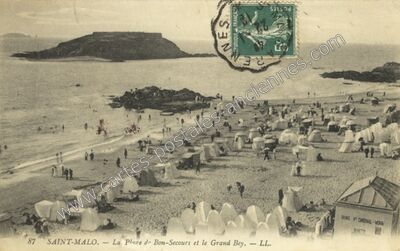 Carte postale ancienne La Plage de Bon-Secours et le Grand Bey — Saint-Malo (Ille-et-Vilaine)
