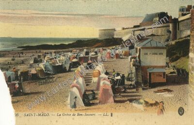 Carte postale ancienne La Grève de Bon-Secours — Saint-Malo (Ille-et-Vilaine)