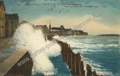 Carte postale ancienne Le Sillon un jour de tempête — Saint-Malo (Ille-et-Vilaine)