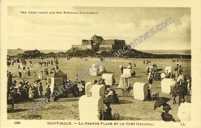 Carte postale ancienne La Grande Plage et le Fort National — Saint-Malo (Ille-et-Vilaine)