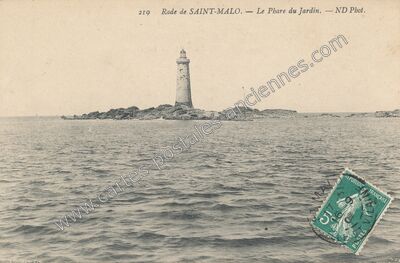 Carte postale ancienne Rade de SAINT-MALO. — Le Phare du Jardin — Saint-Malo (Ille-et-Vilaine)