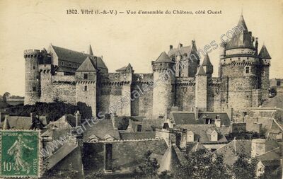 Carte postale ancienne Vue d'ensemble du Château, côté Ouest — Vitré (Ille-et-Vilaine)