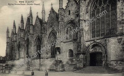Carte postale ancienne Eglise Notre-Dame (façade Ouest) — Vitré (Ille-et-Vilaine)