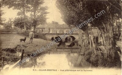 Carte postale ancienne Vue pittoresque sur le Ruisseau — Gujan-Mestras (Gironde)
