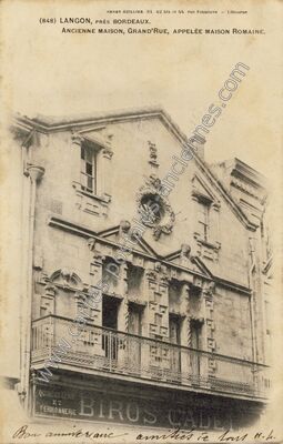 Carte postale ancienne Ancienne Maison, Grand'Rue, appelée Maison Romaine — Langon (Gironde)