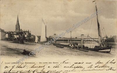 Carte postale ancienne Un coins des quais — Langon (Gironde)