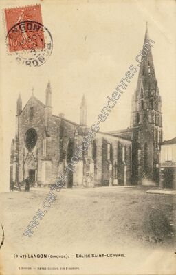 Carte postale ancienne Eglise Saint-Gervais — Langon (Gironde)