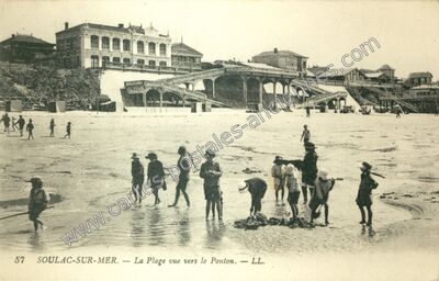 Carte postale ancienne La Plage vue vers le Ponton — Soulac-sur-Mer (Gironde)