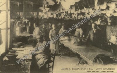 Carte postale ancienne Maison A. BENOISTON et Cie. - Apprêt des Chapeaux — Talence (Gironde)
