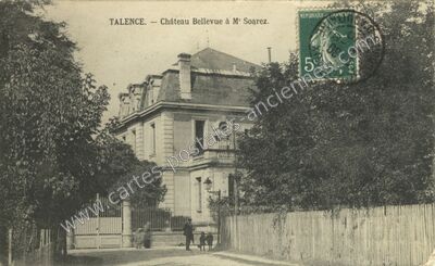 Carte postale ancienne Château Bellevue à Mʳ Soarez — Talence (Gironde)
