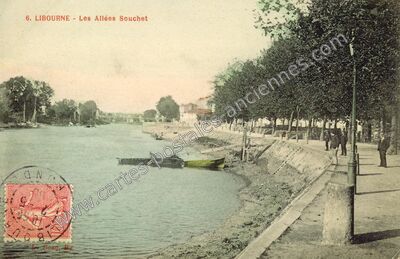 Carte postale ancienne Les Allées Souchet — Libourne (Gironde)