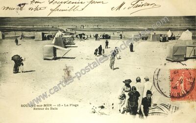 Carte postale ancienne La Plage / Retour du Bain — Soulac-sur-Mer (Gironde)