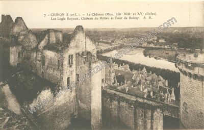 Carte postale ancienne Le Château (Mon, hist XIII et XV siècles) — Chinon (Indre-et-Loire)