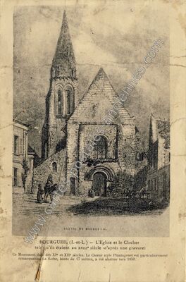 Carte postale ancienne L'Eglise et le Clocher — Bourgueil (Indre-et-Loire)