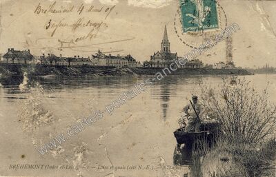 Carte postale ancienne Loire et quais (côté N.-E.) — Bréhémont (Indre-et-Loire)