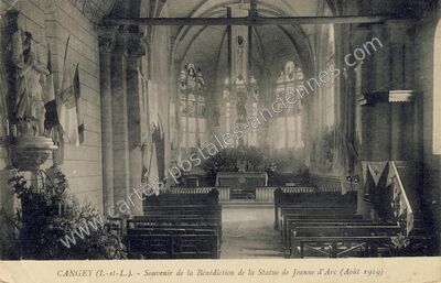 Carte postale ancienne Souvenir de la Bénédiction de la Statue de Jeanne d'Arc — Cangey (Indre-et-Loire)