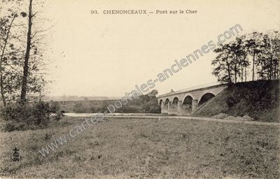 Carte postale ancienne Pont sur le Cher — Chenonceaux (Indre-et-Loire)