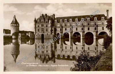 Carte postale ancienne Le Château (Mon. histor.) Façade Occidentale — Chenonceaux (Indre-et-Loire)