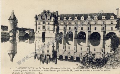 Carte postale ancienne Le Château (Monument historique), façade occidentale — Chenonceaux (Indre-et-Loire)