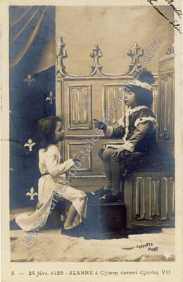 Carte postale ancienne Jeanne à Chinon devant Charles VII — Chinon (Indre-et-Loire)