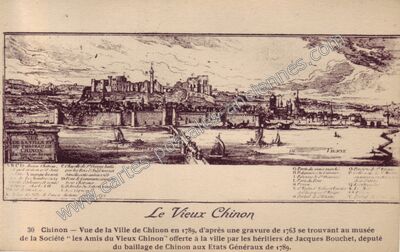 Carte postale ancienne Vue de la Ville et du Château — Chinon (Indre-et-Loire)