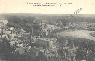 Carte postale ancienne Vue Générale (Côté Nord-Ouest) — Chinon (Indre-et-Loire)