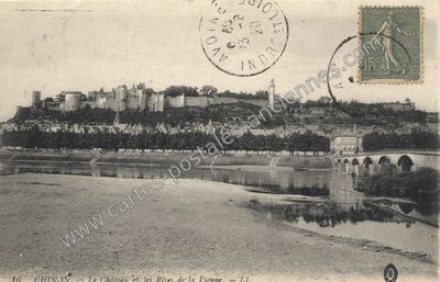 Carte postale ancienne Le Château et les Rives de la Vienne — Chinon (Indre-et-Loire)