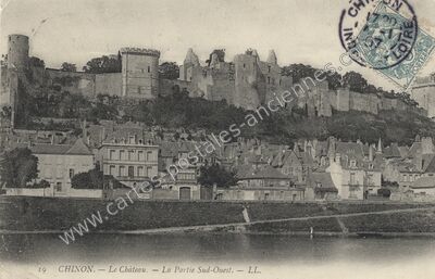 Carte postale ancienne Le Château. — La Partie Sud-Ouest — Chinon (Indre-et-Loire)