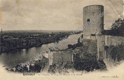 Carte postale ancienne Le Château, la Tour du Moulin et la Vienne — Chinon (Indre-et-Loire)