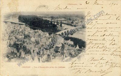 Carte postale ancienne Vue d'Ensemble prise du Château — Chinon (Indre-et-Loire)