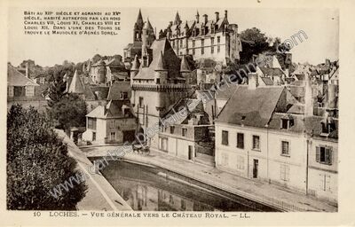 Carte postale ancienne Vue Générale vers le Château Royal — Loches (Indre-et-Loire)