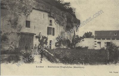 Carte postale ancienne Habitations Troglodytes (Mauvière) — Loches (Indre-et-Loire)
