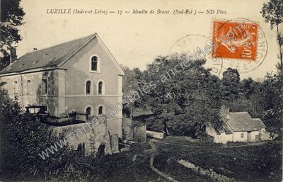 Carte postale ancienne Moulin de Brosse. (Sud-Est.) — Luzillé (Indre-et-Loire)