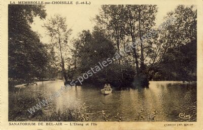 Carte postale ancienne Sanatorium de Bel-Air - L'Etang et l'Ile — La Membrolle-sur-Choisille (Indre-et-Loire)