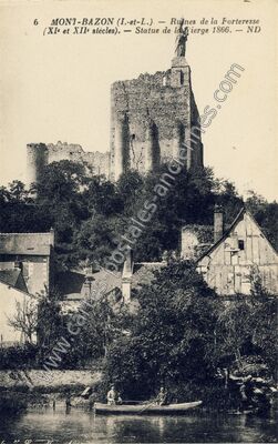 Carte postale ancienne Ruines de la Forteresse (XIe et XIIe siècles). — Statue de la Vierge 1866 — Montbazon (Indre-et-Loire)