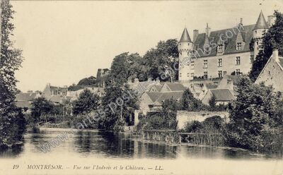 Carte postale ancienne Vue sur l'Indrois et le Château — Montrésor (Indre-et-Loire)