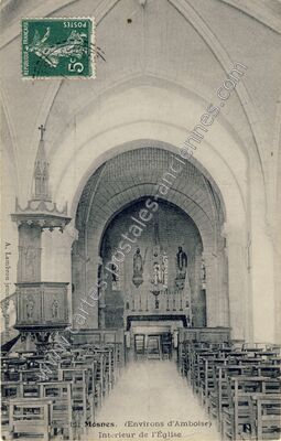 Carte postale ancienne Intérieur de l'Église — Mosnes (Indre-et-Loire)