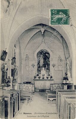 Carte postale ancienne Intérieur de l'Église — Mosnes (Indre-et-Loire)