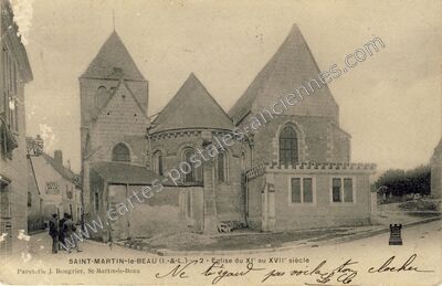 Carte postale ancienne Eglise du XI° au XVII° siècle — Saint-Martin-le-Beau (Indre-et-Loire)