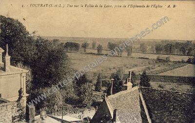 Carte postale ancienne Vue sur la Vallée de la Loire, prise de l'Esplanade de l'Église — Vouvray (Indre-et-Loire)