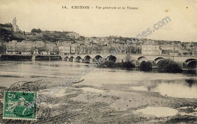 Carte postale ancienne Vue générale et la Vienne — Chinon (Indre-et-Loire)