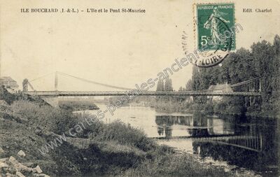 Carte postale ancienne L'Ile et le Pont St-Maurice — L'Île-Bouchard (Indre-et-Loire)