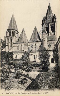 Carte postale ancienne La Collégiale de Saint-Ours — Loches (Indre-et-Loire)