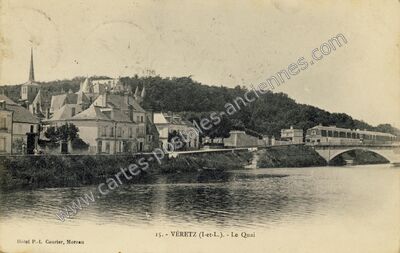Carte postale ancienne Le Quai — Véretz (Indre-et-Loire)